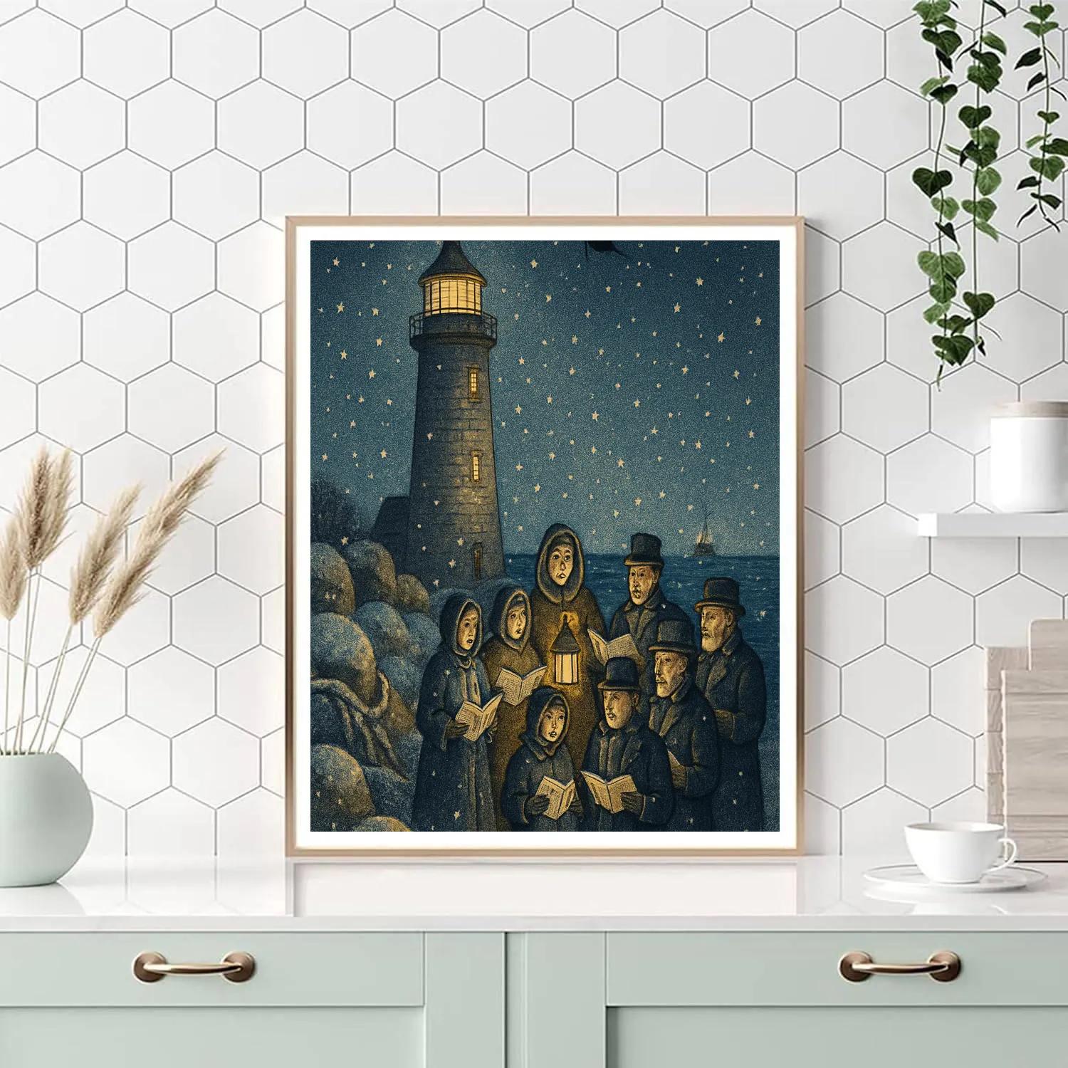 Snowy Lighthouse Carol painting number kit
