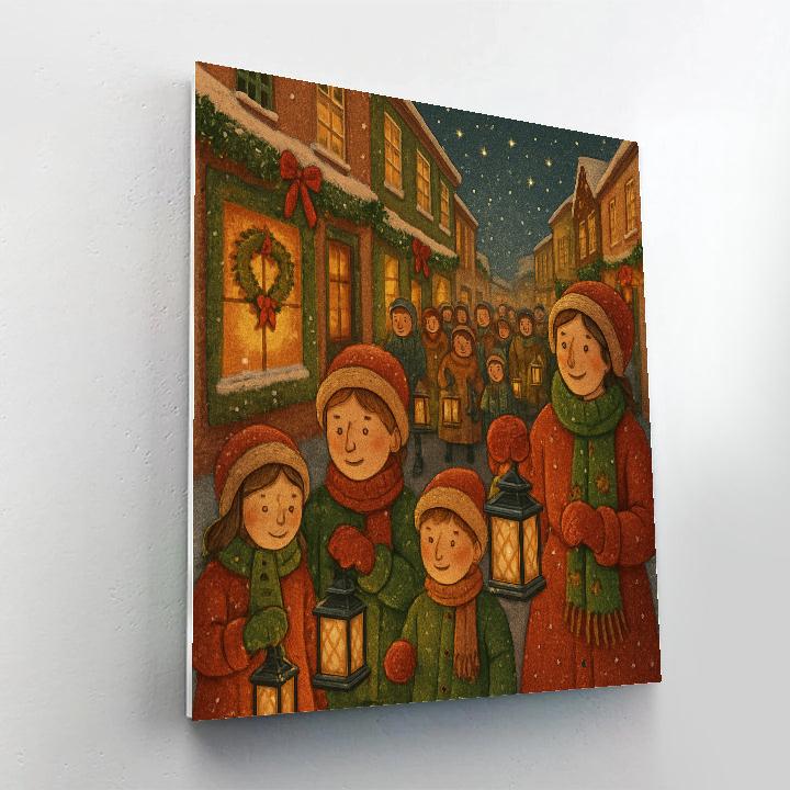 Cobbled Snow Lantern Parade Painting by numbers kit