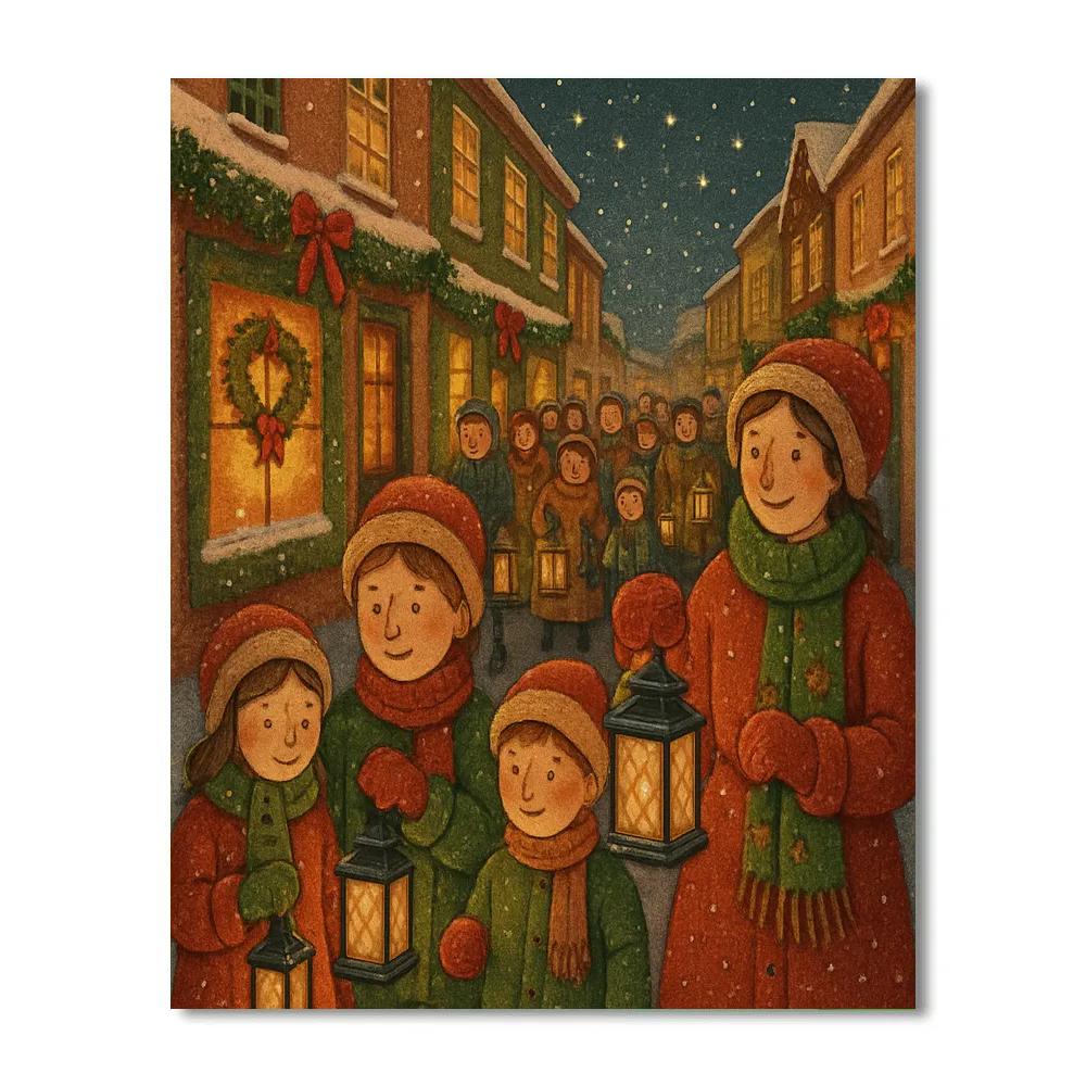 Cobbled Snow Lantern Parade Painting by numbers kit