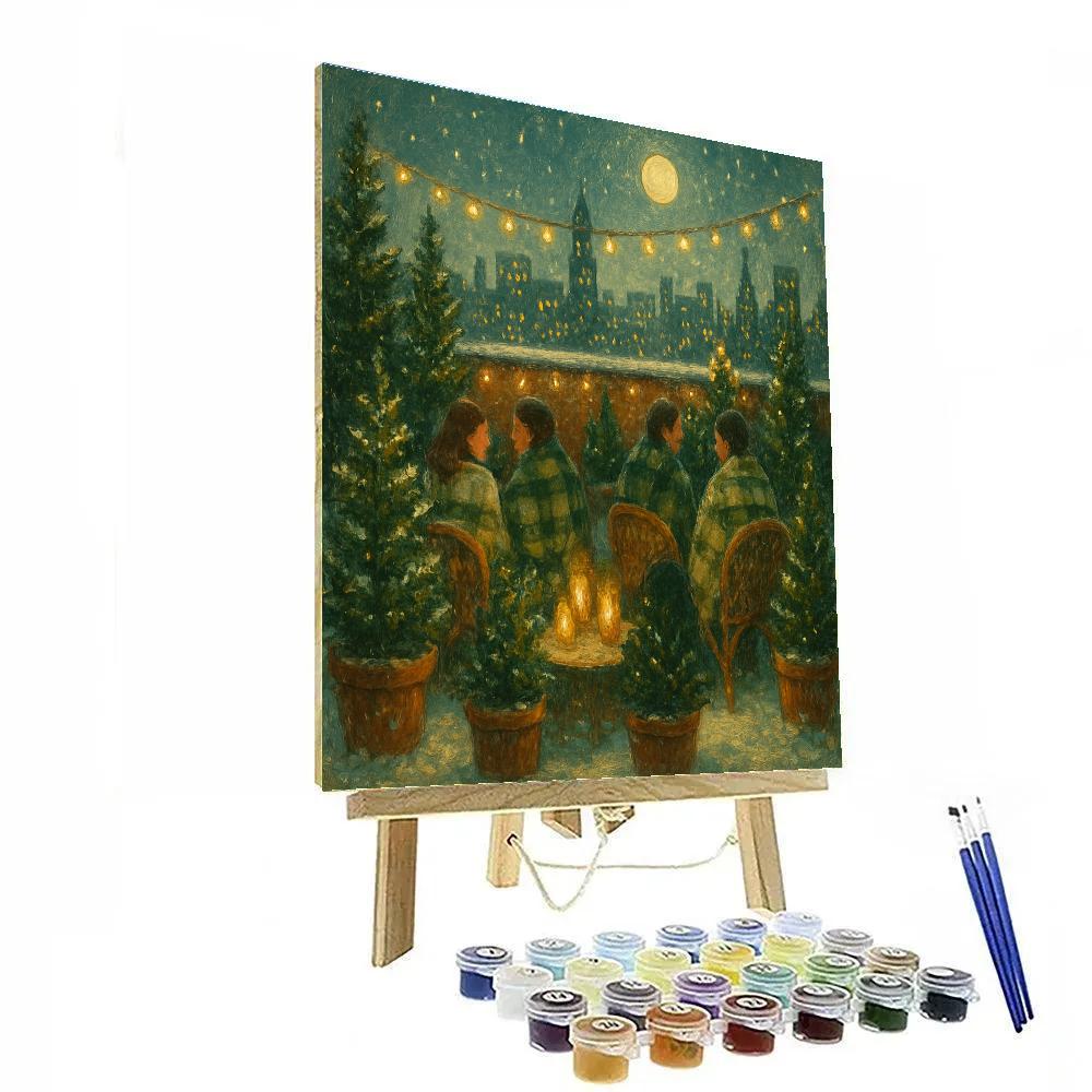 Frosty Rooftop Garden Party Painting by numbers kit