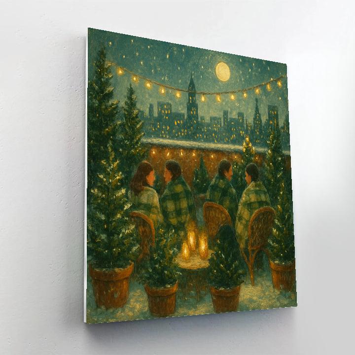 Frosty Rooftop Garden Party Painting by numbers kit