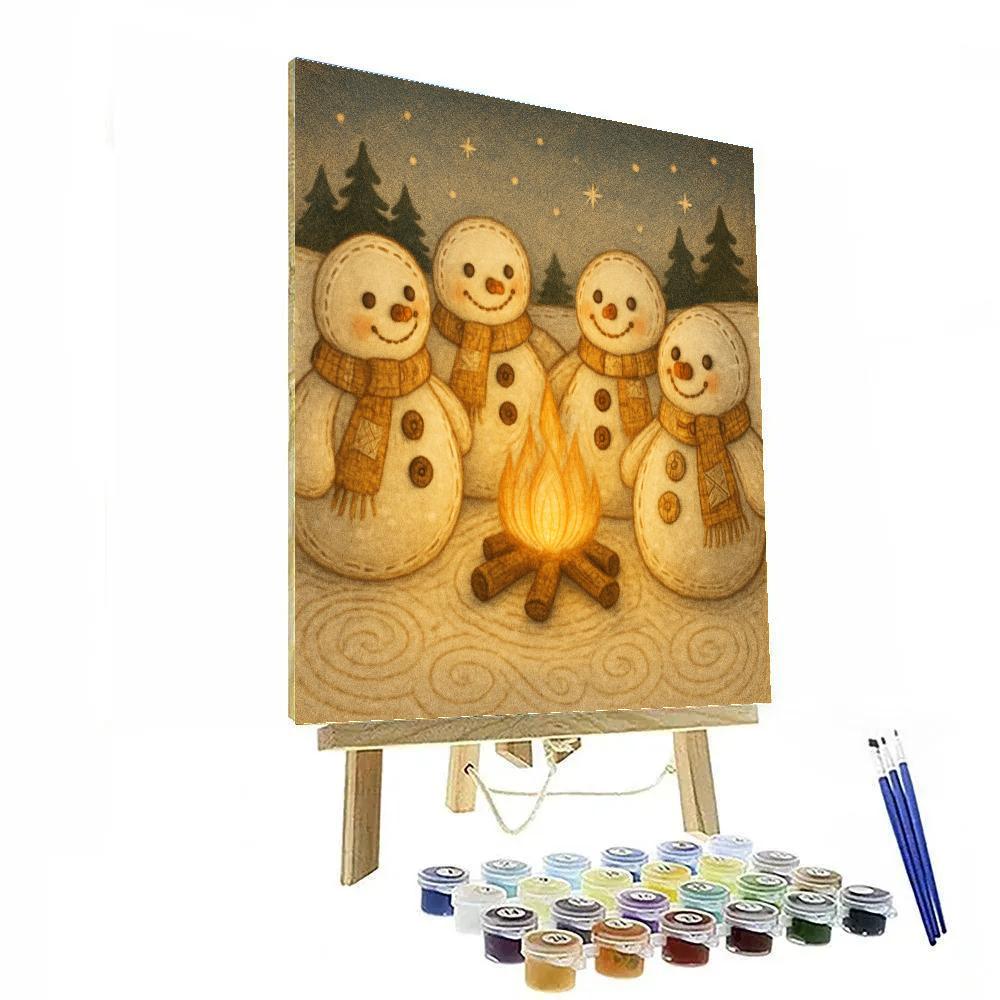 Stitched Snowman Circle paint by numbers