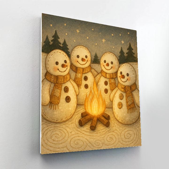 Stitched Snowman Circle paint by numbers