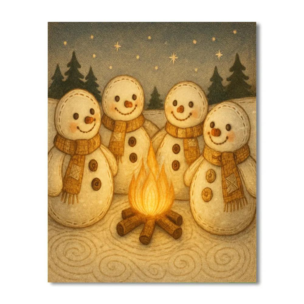 Stitched Snowman Circle paint by numbers