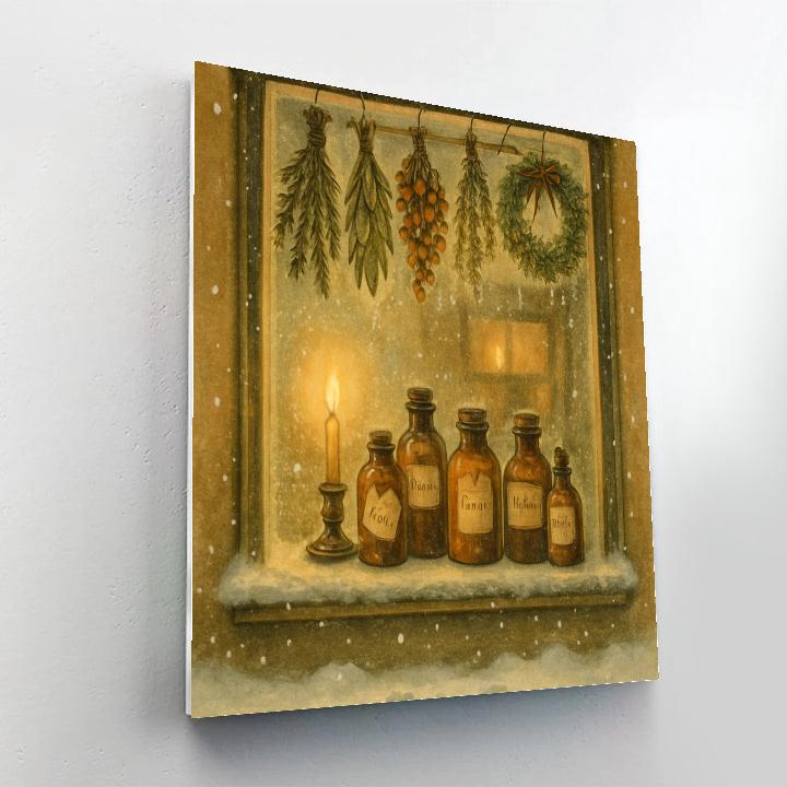 Winter Apothecary Window Number painting