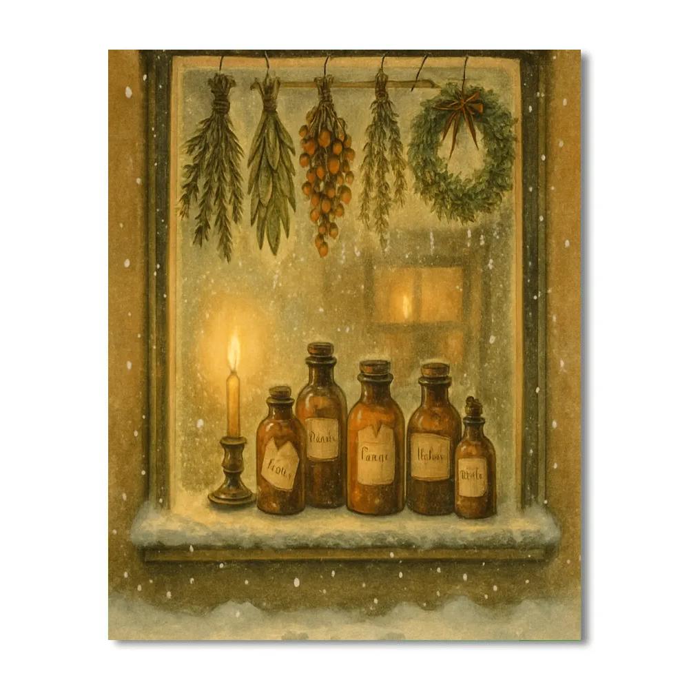 Winter Apothecary Window Number painting