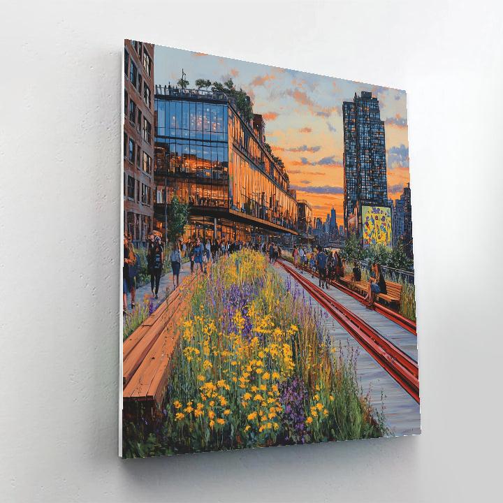 High Line Elevated Park At Golden Hour New York United States Numbered painting kits