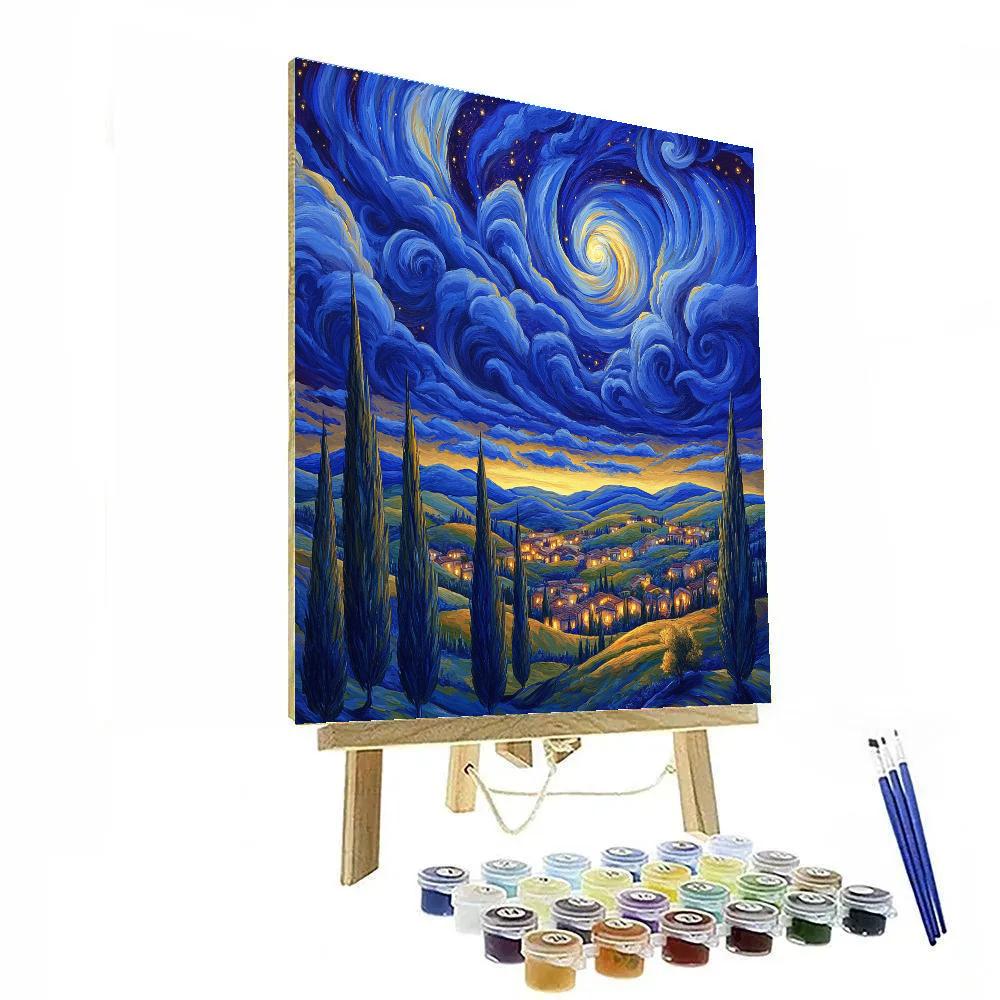 Van Gogh Inspired Starry Countryside Numbered painting kits