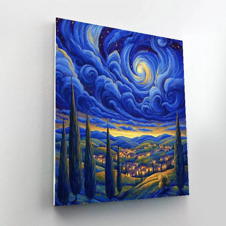 Van Gogh Inspired Starry Countryside Numbered painting kits