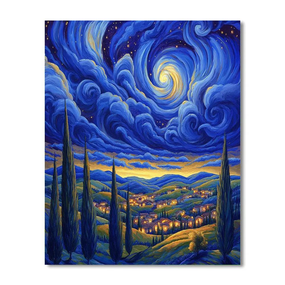 Van Gogh Inspired Starry Countryside Numbered painting kits