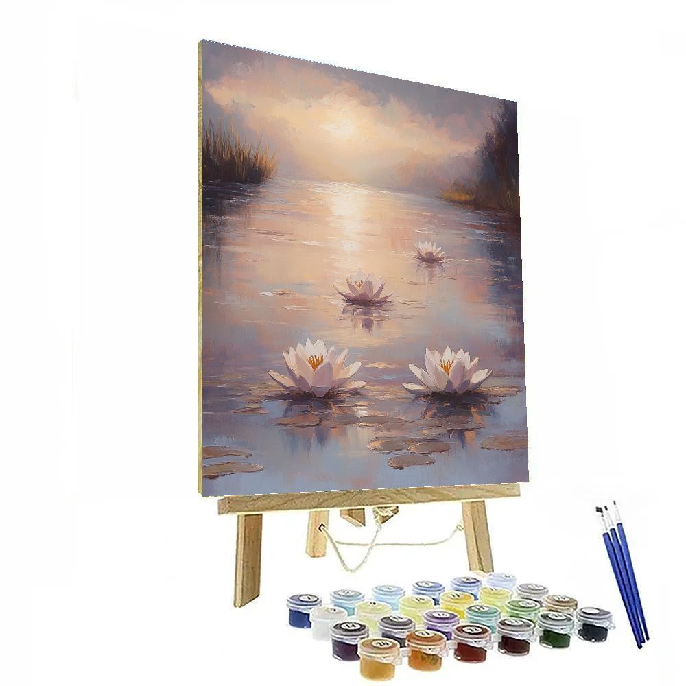 Monet Inspired Water Lilies At Dawn paint by number