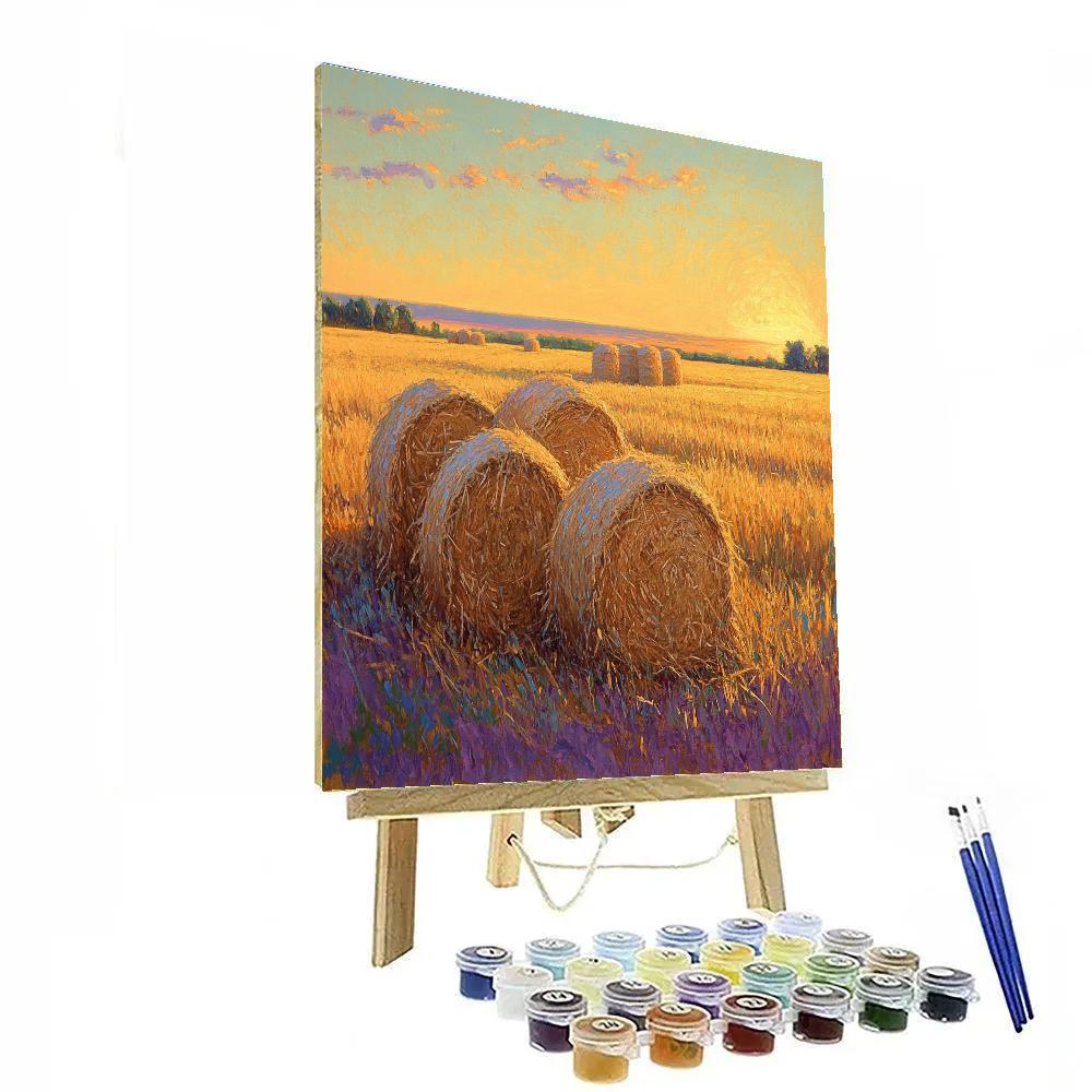 Claude Monet Inspired Haystacks Twilight Glow painting number kit