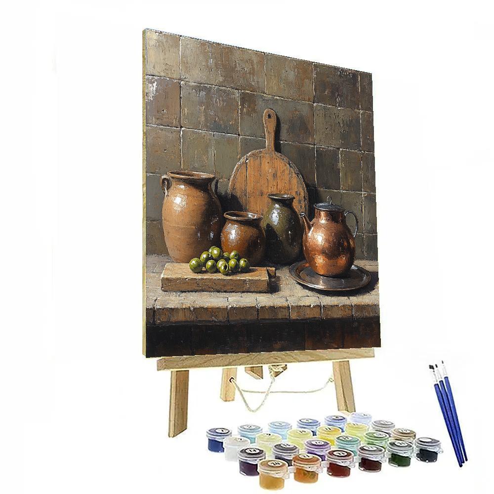 Diego Velázquez Inspired Copper Kettle And Clay Jars painting number kit