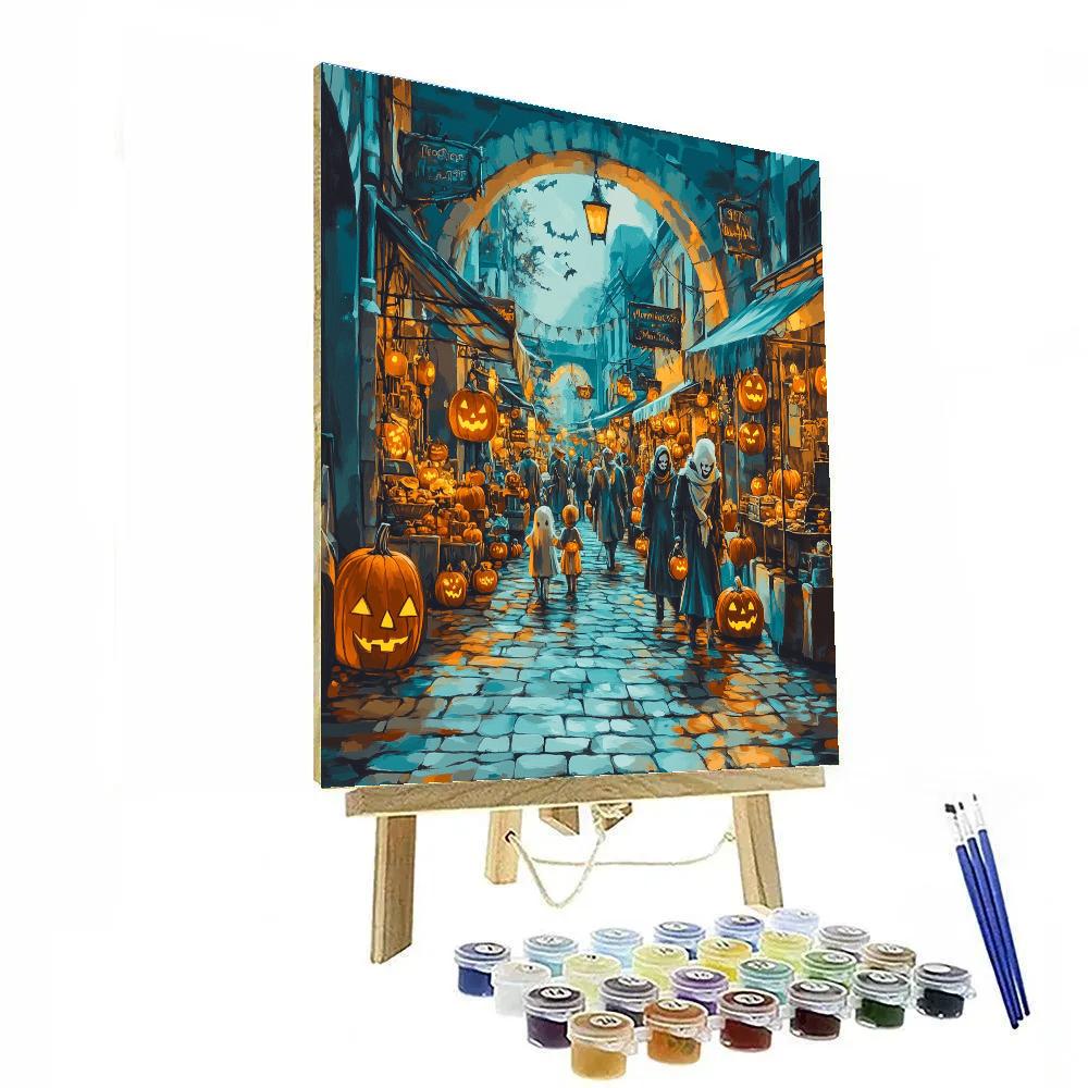 Masked Market Of Hollow Street Halloween Paint by numbers kits