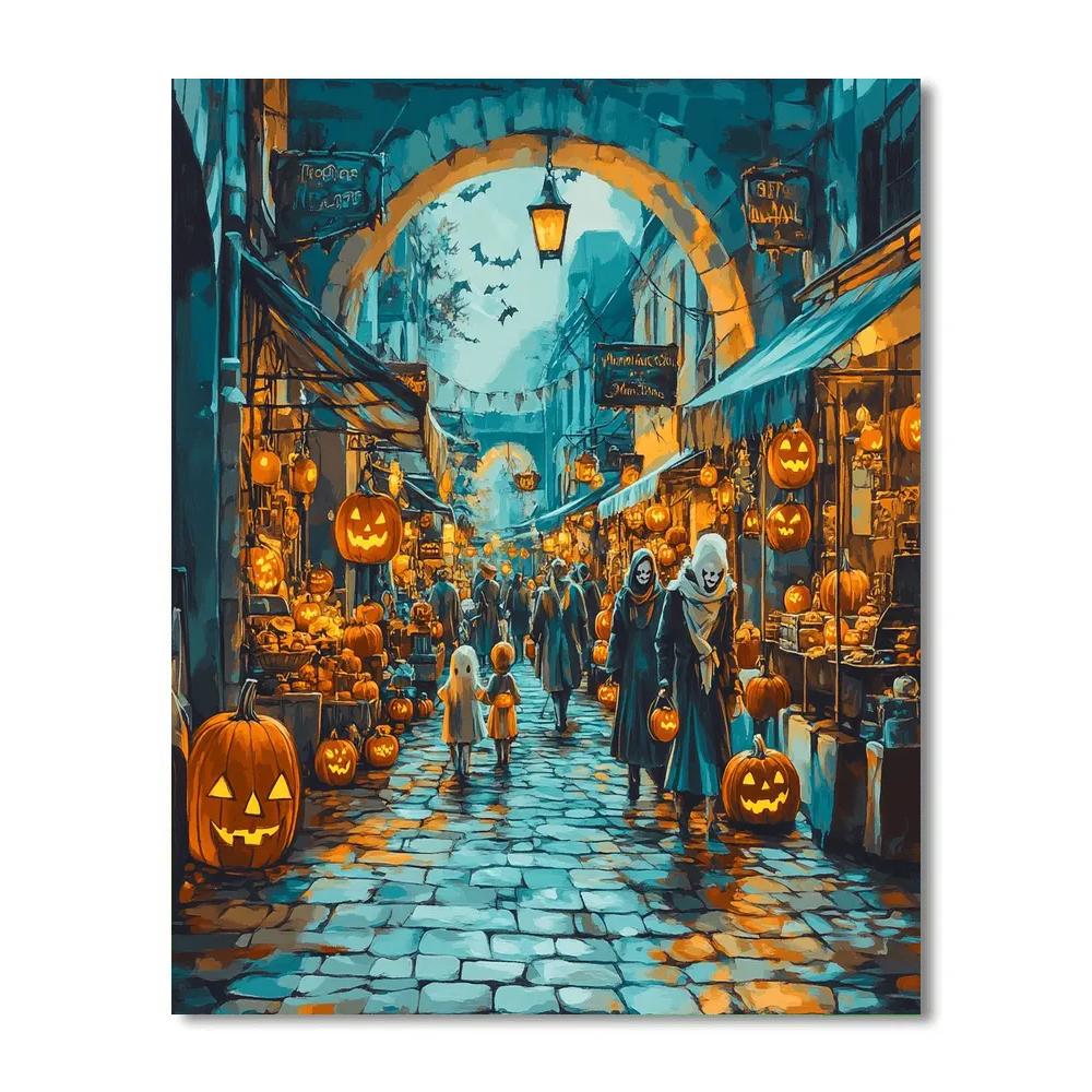 Masked Market Of Hollow Street Halloween Paint by numbers kits