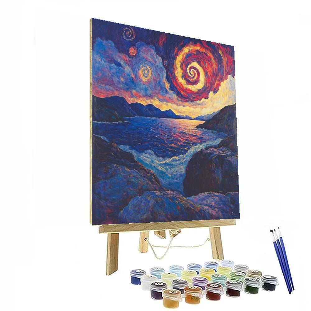 Edvard Munch Inspired Storm Over The Fjord Numbered painting kits