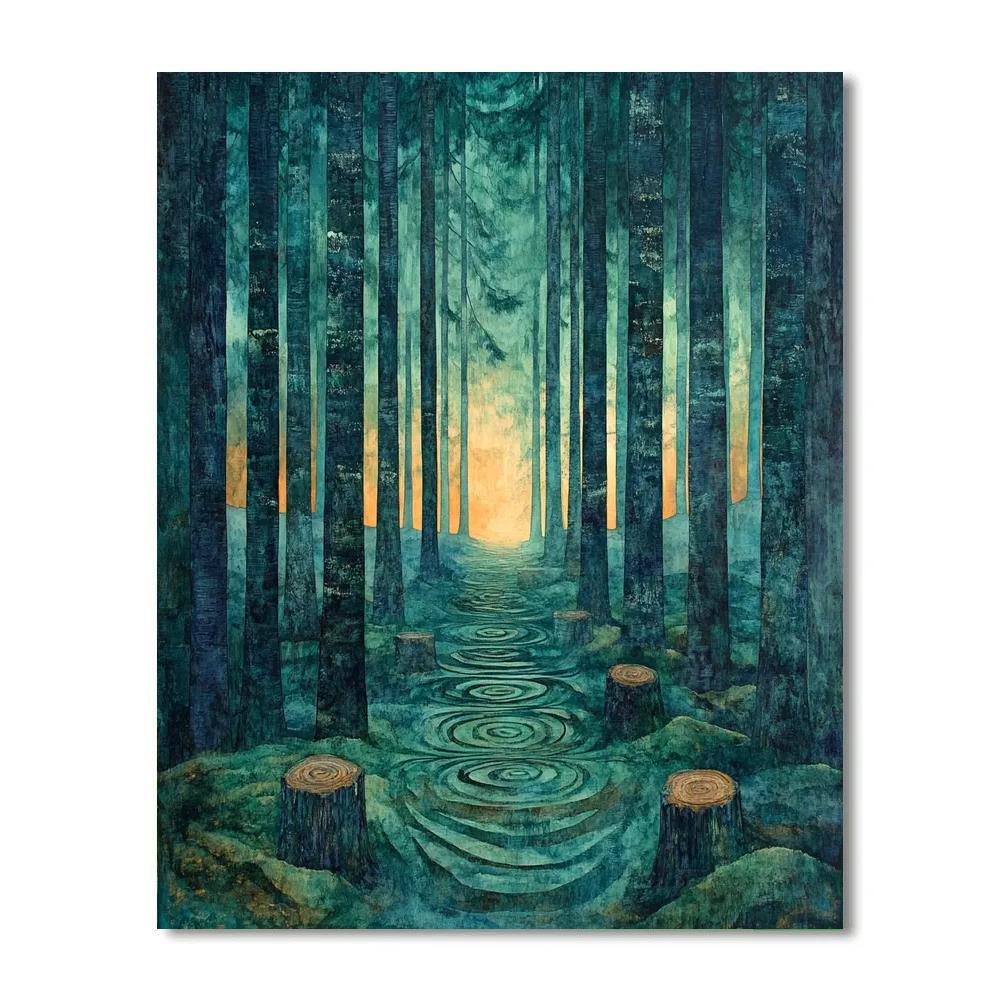 Emily Carr Inspired Cathedral Grove Of Luminescent Cedars Paint by numbers kits