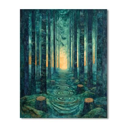 Emily Carr Inspired Cathedral Grove Of Luminescent Cedars Paint by numbers kits