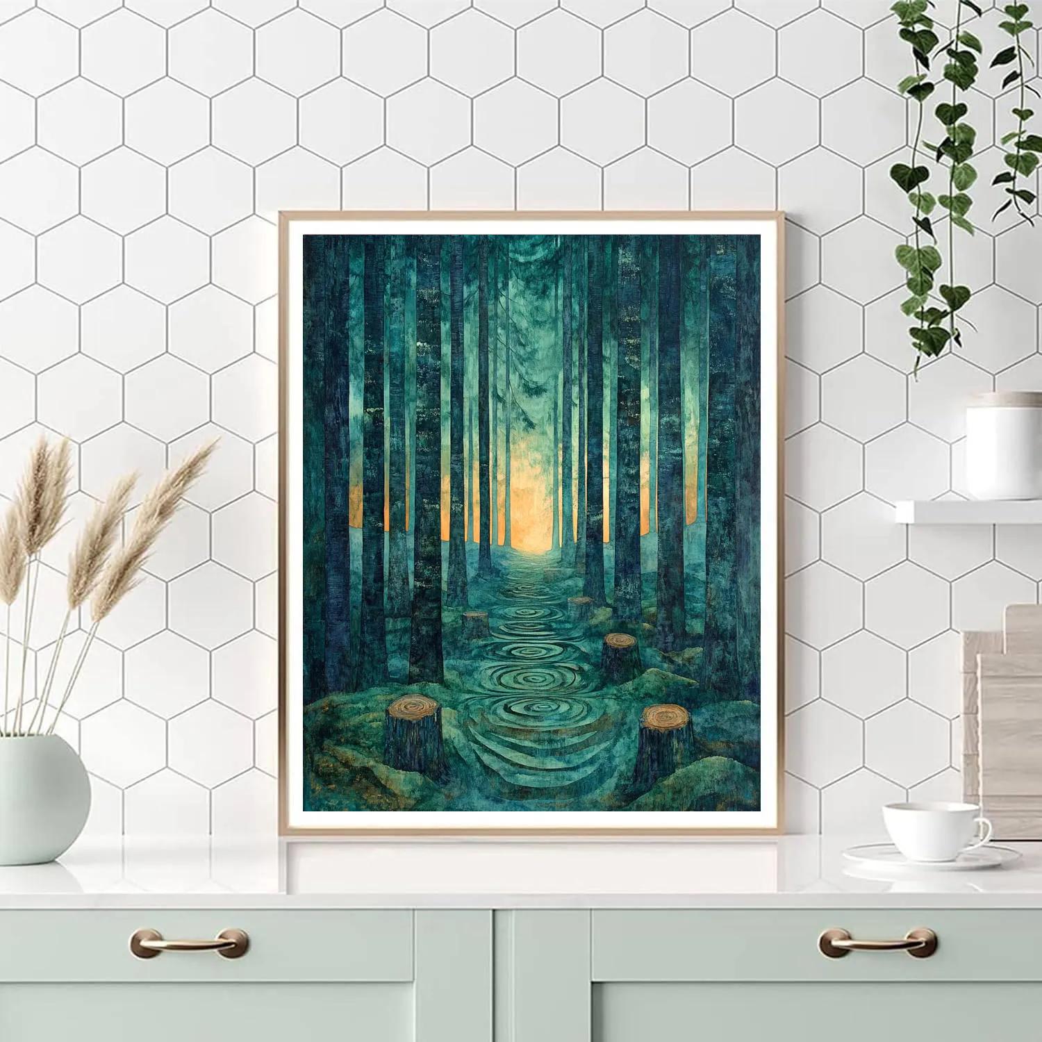 Emily Carr Inspired Cathedral Grove Of Luminescent Cedars Paint by numbers kits