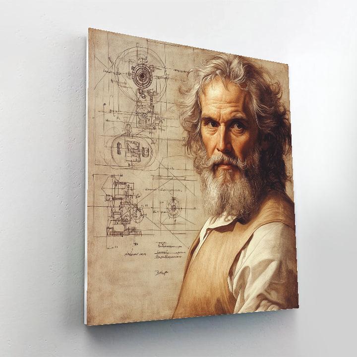 Leonardo Da Vinci Inspired Inventor Study Number painting
