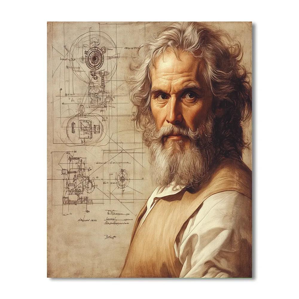 Leonardo Da Vinci Inspired Inventor Study Number painting