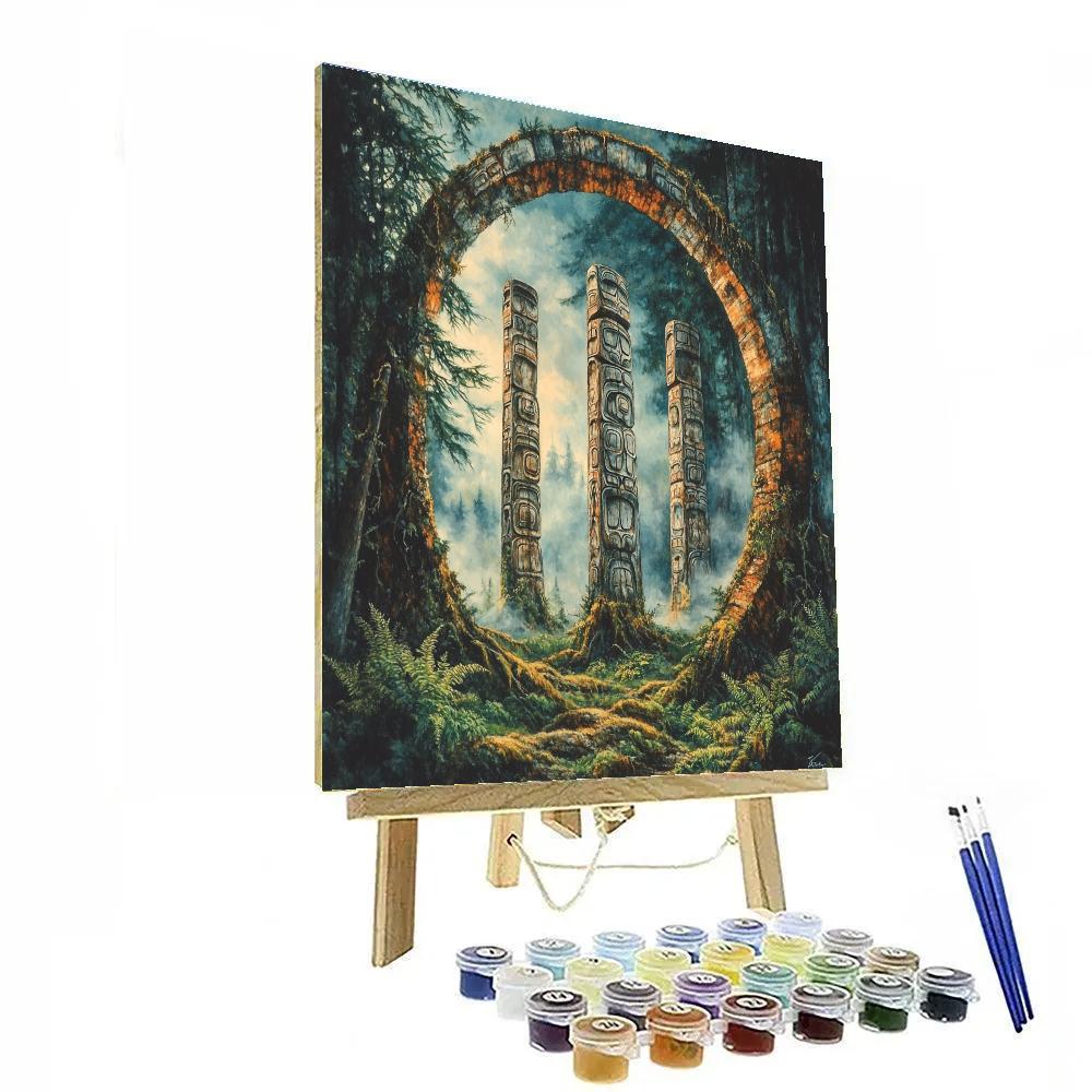 Emily Carr Inspired Totem Echoes Amid Wind And Moss Painting by numbers kit