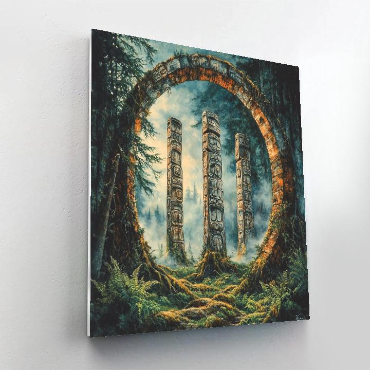 Emily Carr Inspired Totem Echoes Amid Wind And Moss Painting by numbers kit