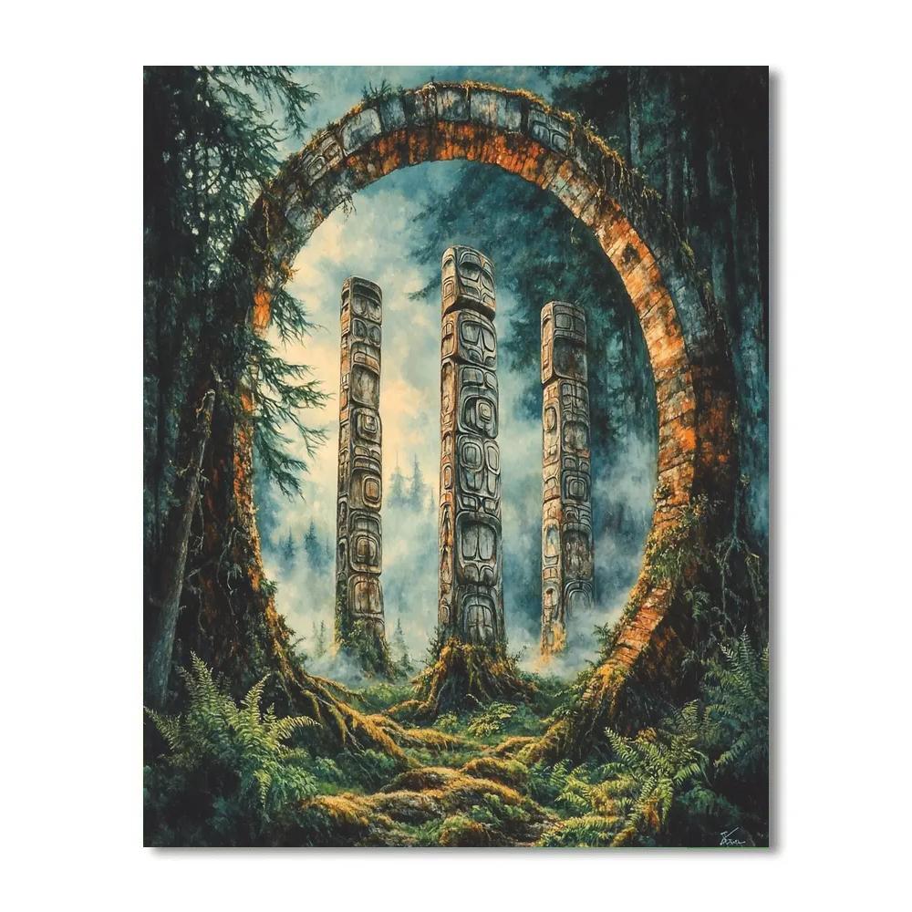 Emily Carr Inspired Totem Echoes Amid Wind And Moss Painting by numbers kit