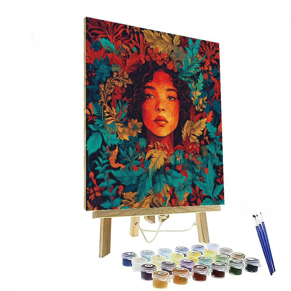 Frida Kahlo Inspired Self Portrait Garden Paint by numbers art