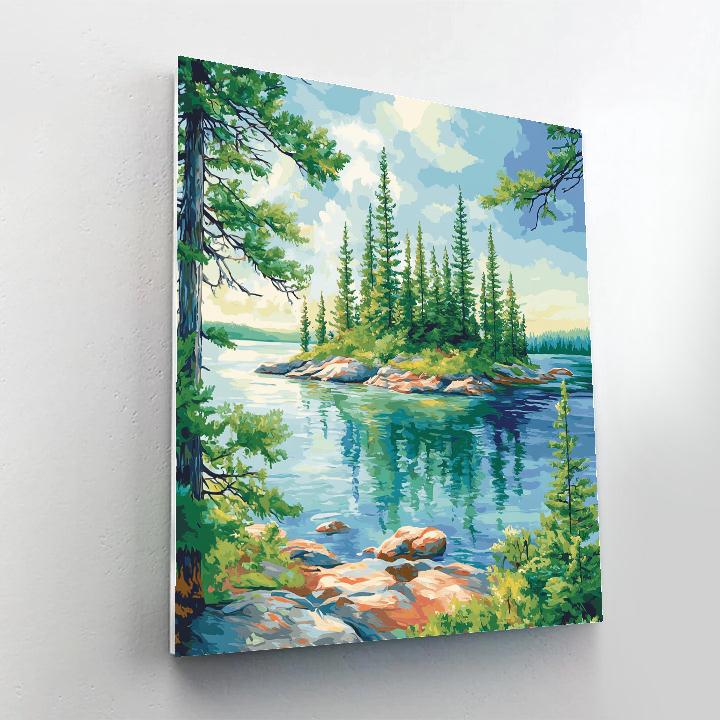 Franklin Carmichael Inspired Spring Island Screen Pines Paint by numbers art