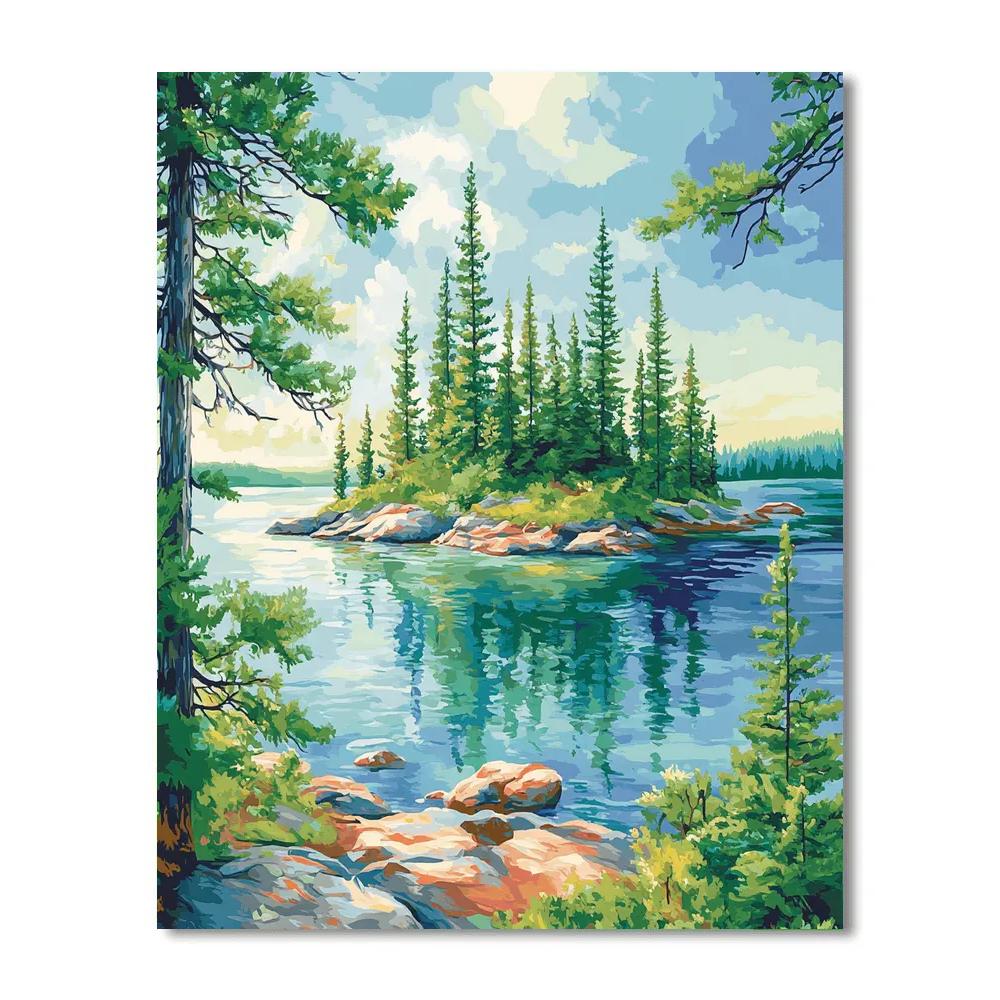 Franklin Carmichael Inspired Spring Island Screen Pines Paint by numbers art