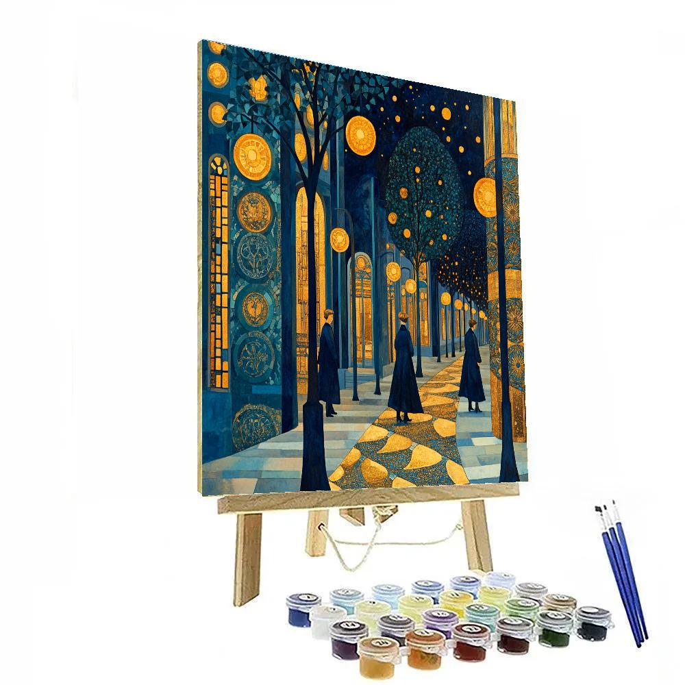 Gustave Klimt Inspired Citylights Avenue Painting by numbers kit