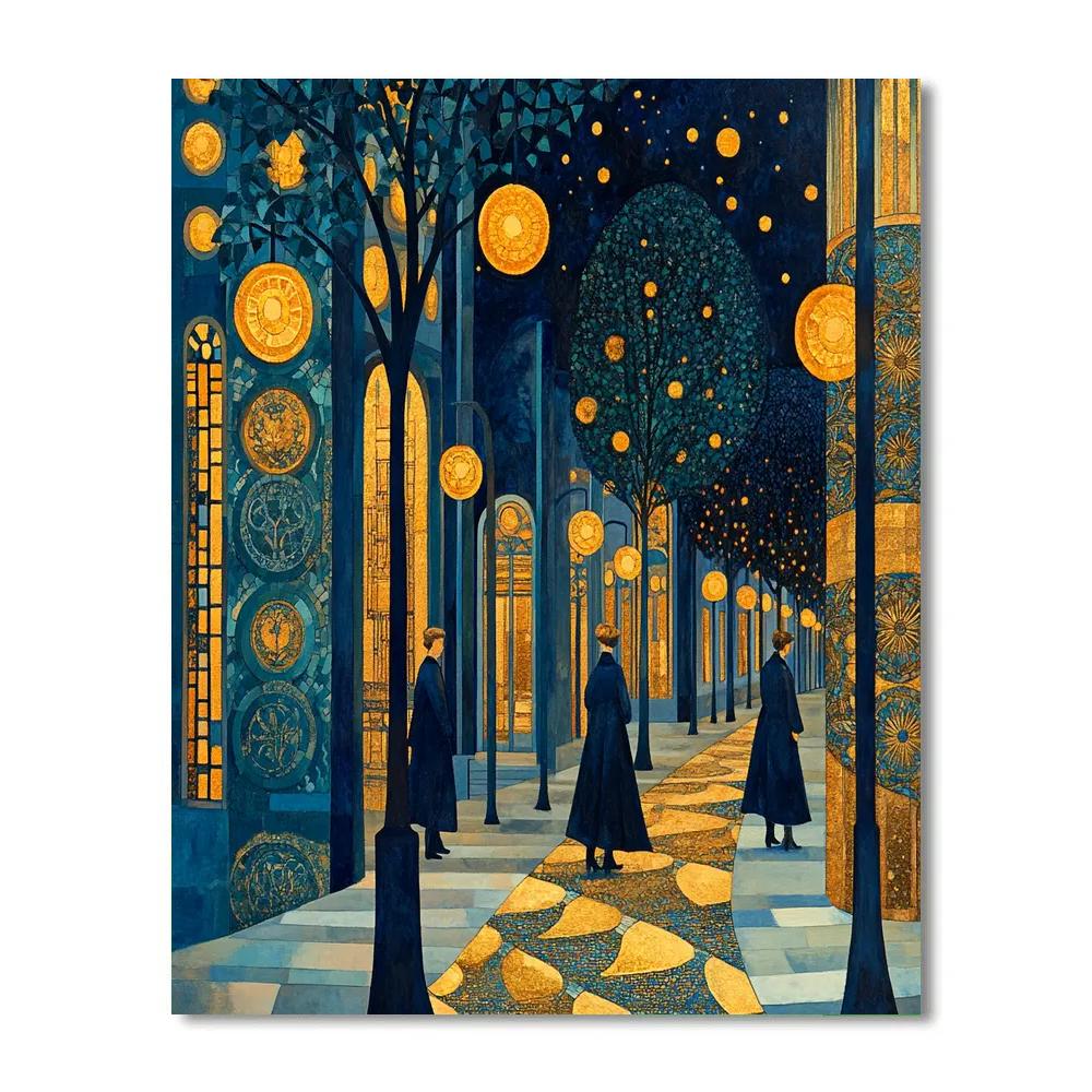 Gustave Klimt Inspired Citylights Avenue Painting by numbers kit