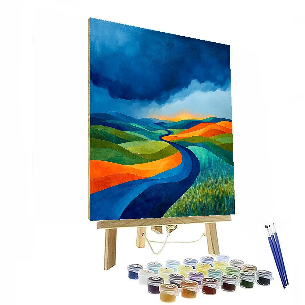 Frederick Varley Inspired Storm Passing Across Rolling Hills paint by color