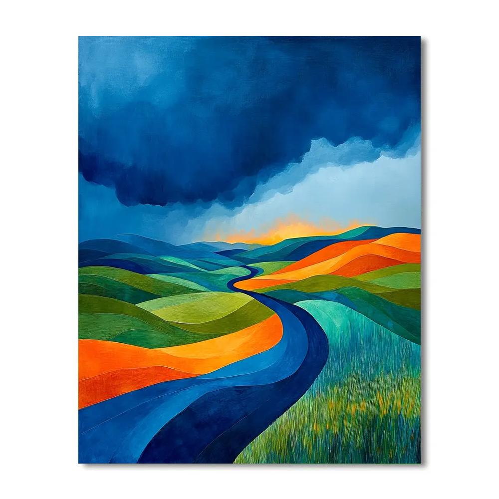 Frederick Varley Inspired Storm Passing Across Rolling Hills paint by color