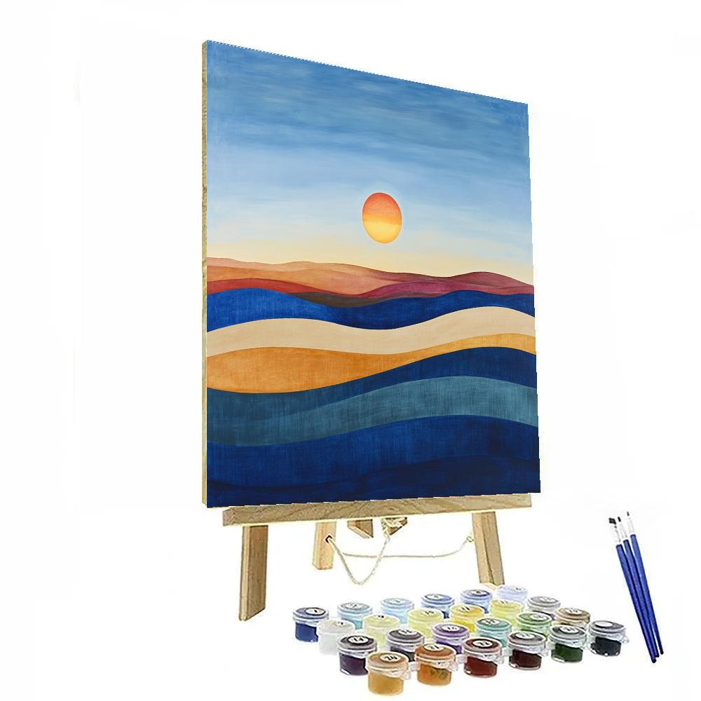 Georgia OKeeffe Inspired Cerulean Mesa With Radiant Sun Segment DIY paint by numbers