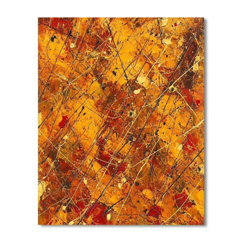 Jackson Pollock Inspired Autumnal Web Of Motion Number painting