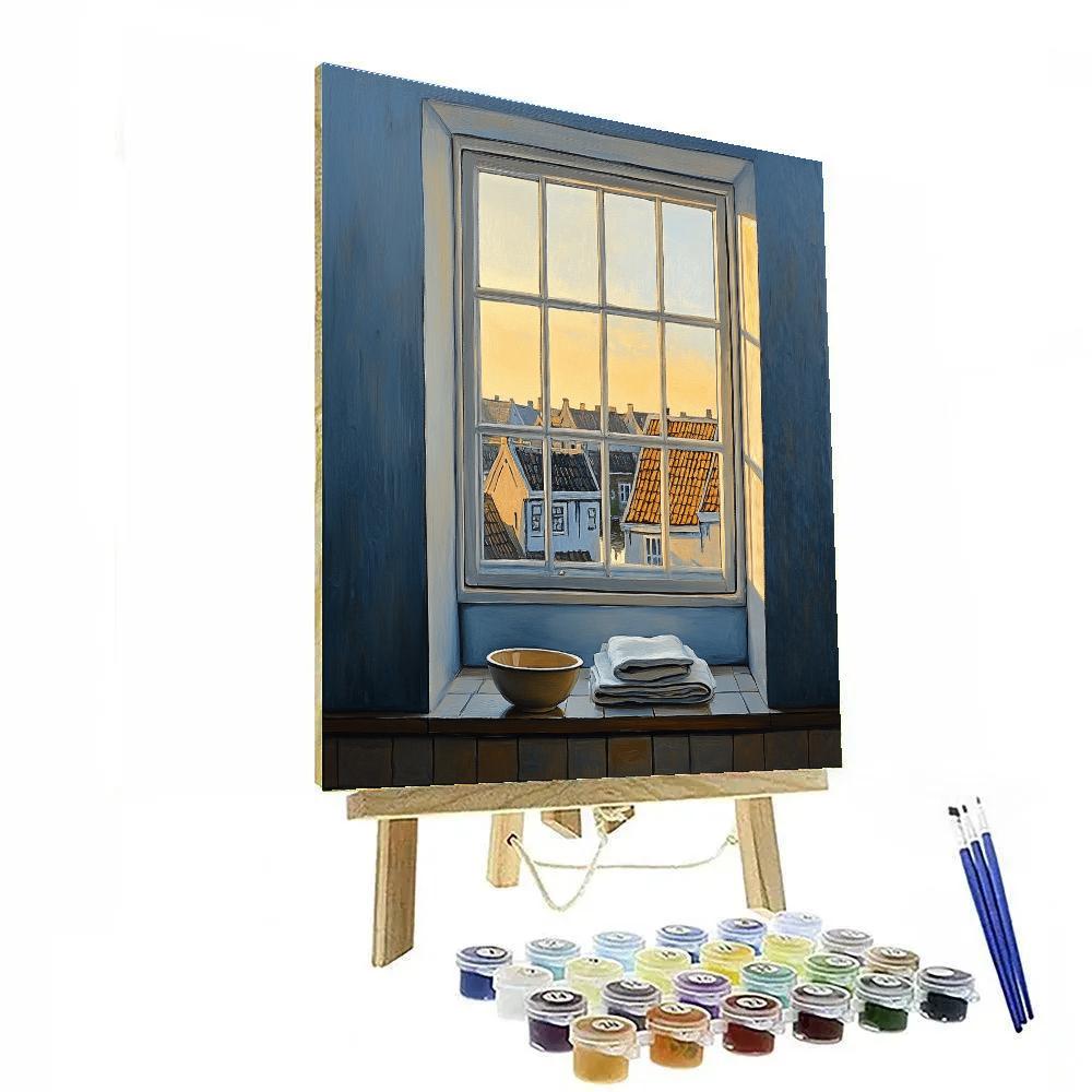 Johannes Vermeer Inspired Sunlit Delft Window And Rooftops Number painting