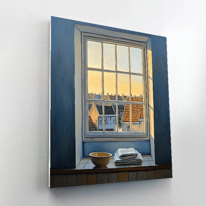 Johannes Vermeer Inspired Sunlit Delft Window And Rooftops Number painting