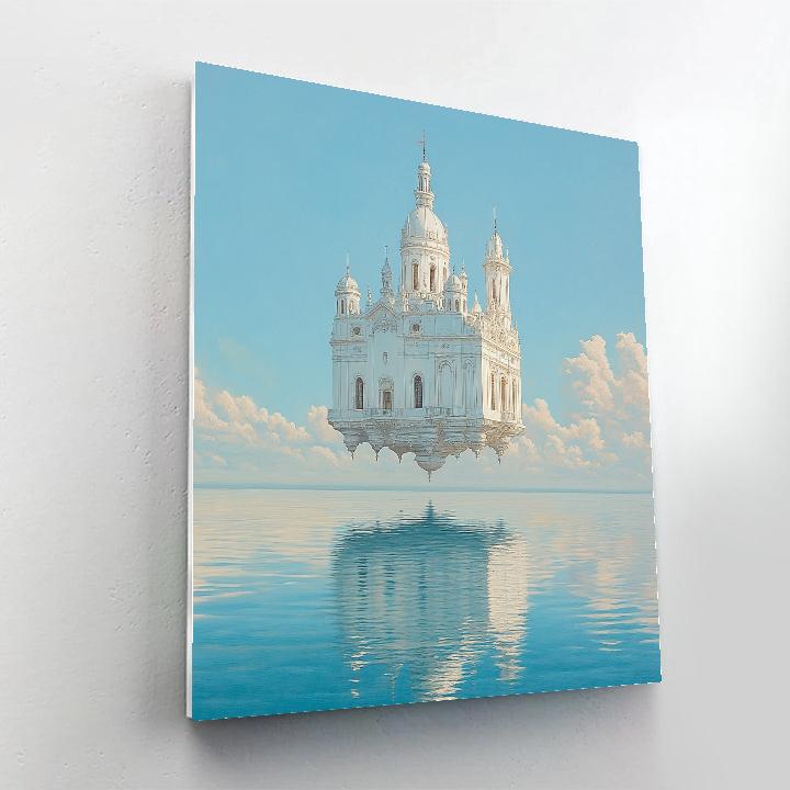 Magritte Inspired Floating Castle paint by numbers