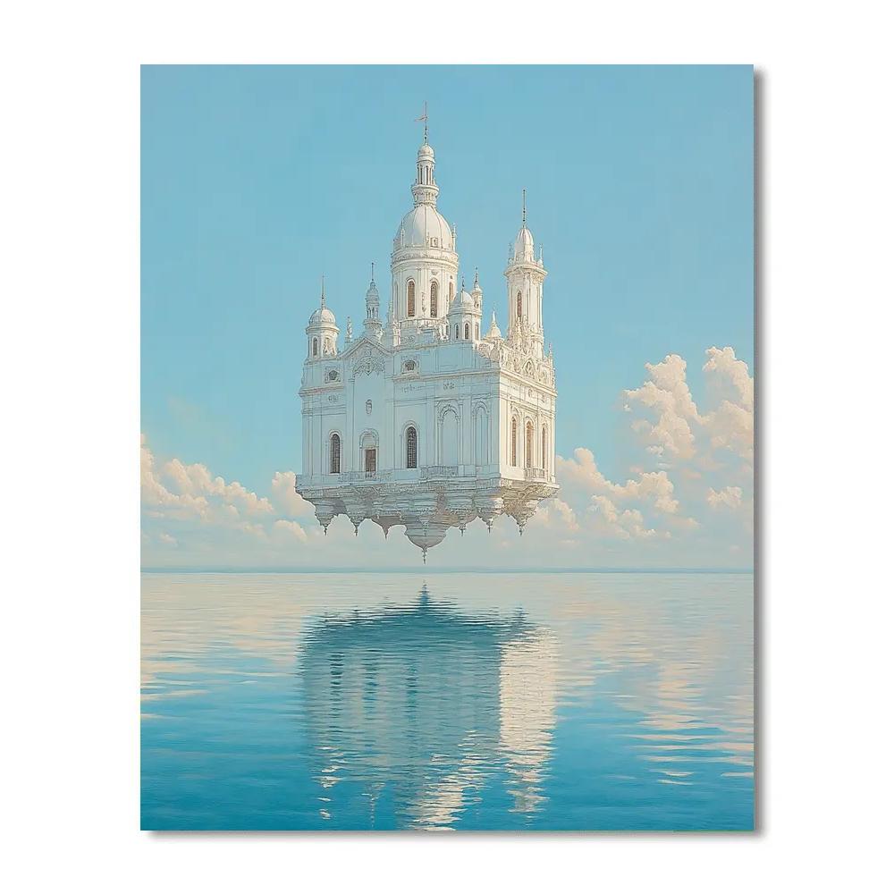 Magritte Inspired Floating Castle paint by numbers