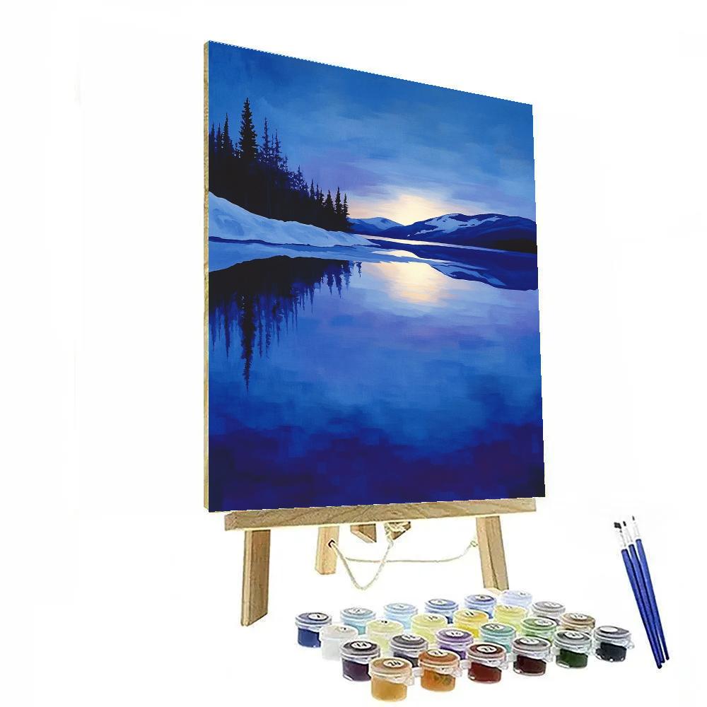 Lawren Harris Inspired Silent Northern Lake At Blue Hour Paint by numbers art