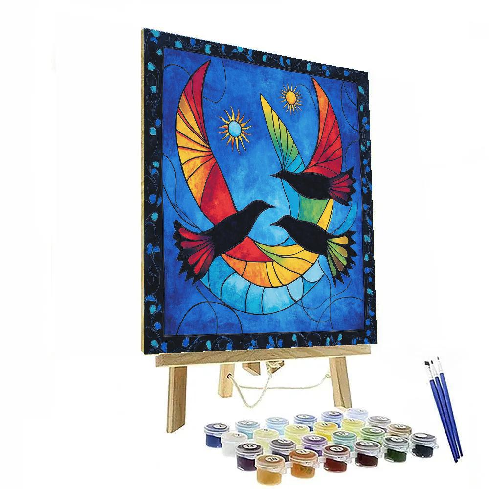 Norval Morrisseau Inspired Birds Of The Northern Sky paint by number