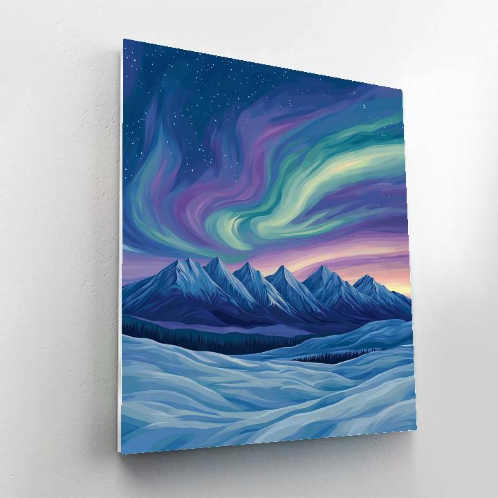 Lawren Harris Inspired Aurora Over Simplified Peaks Paint by numbers kits