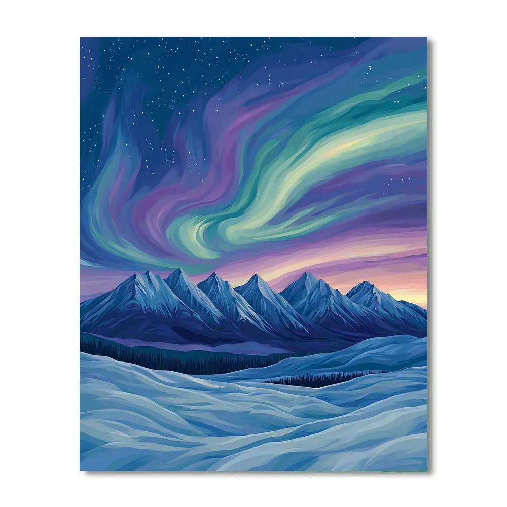 Lawren Harris Inspired Aurora Over Simplified Peaks Paint by numbers kits