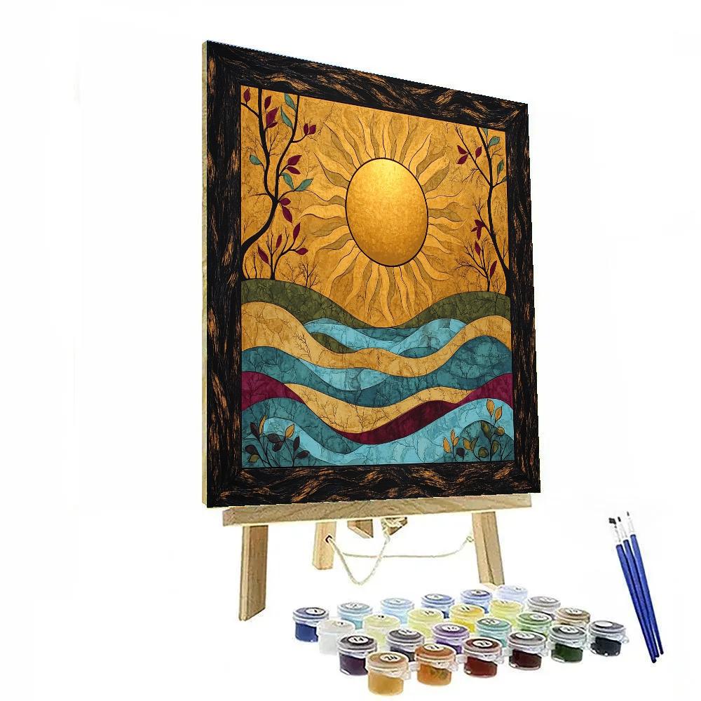 Norval Morrisseau Inspired Sun And River Of Woodland Energy Number painting