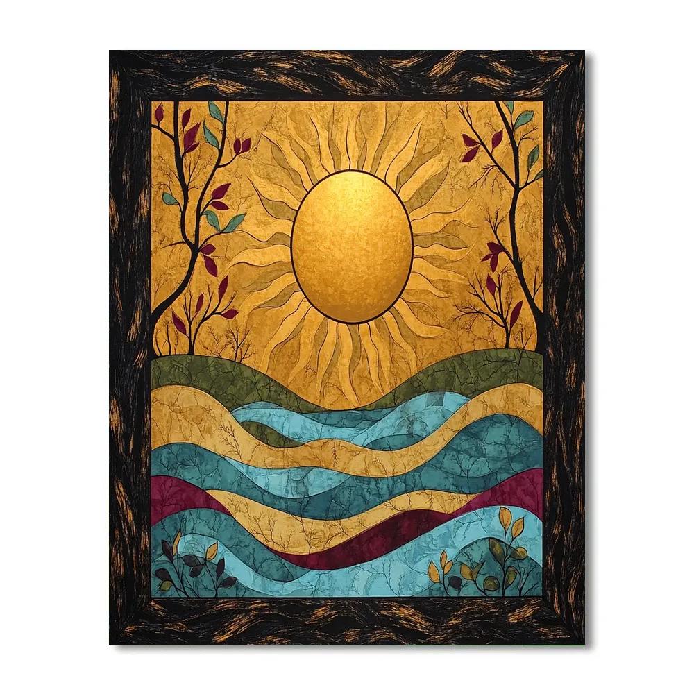 Norval Morrisseau Inspired Sun And River Of Woodland Energy Number painting