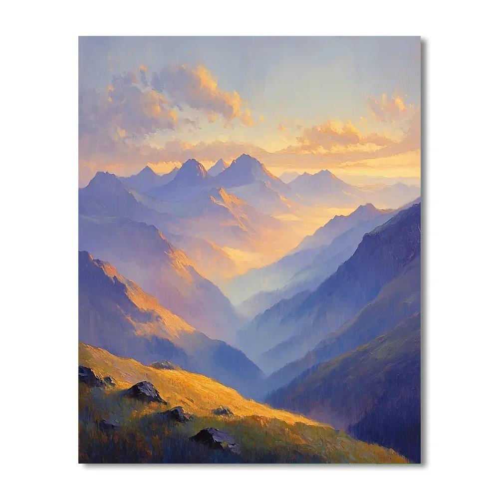 Turner Inspired Mountain Sunrise painting number kit
