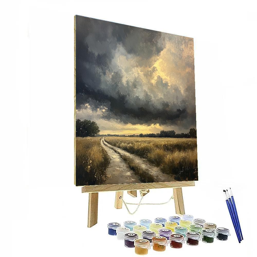 Rembrandt Inspired Storm Over Low Dutch Fields paint by number