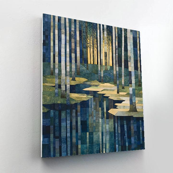 Pablo Picasso Inspired Angular Forest At Dusk paint by number